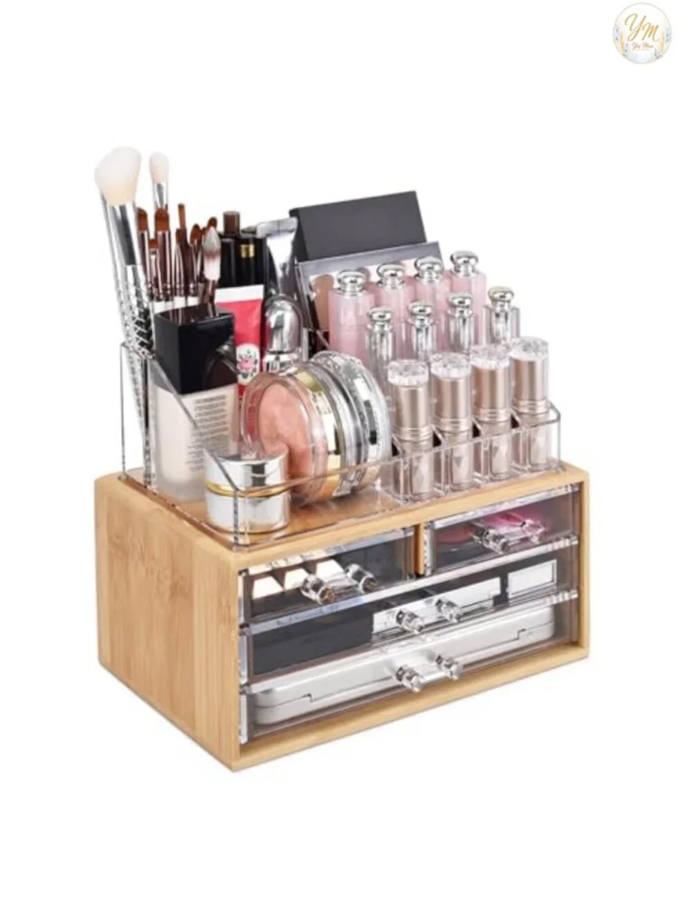 Clear Acrylic Makeup Organizer with 4 Drawers and 12 Lipstick Slots
